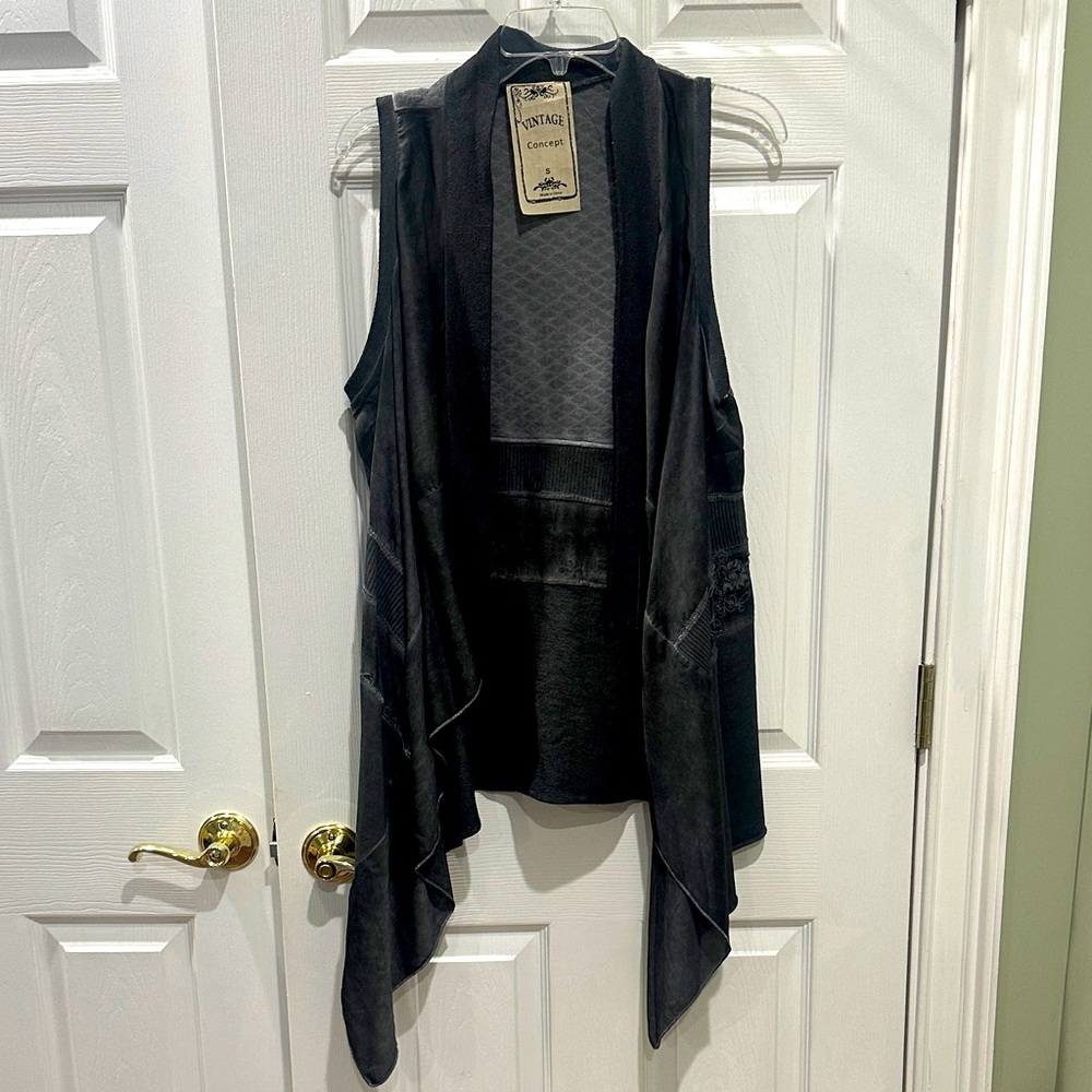 Black Sleeveless Draped Vest